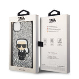 Husa de protectie Karl Lagerfeld Hardcase Glitter (KLHCP14MGFKPG) compatibil cu iPhone 14 Plus, Argintiu Flakes Ikonik