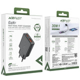 Incarcator Acefast (A69), Type-C / USB, PD30W, GaN, Negru