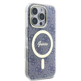 Husa de protectie Guess IML 4G MagSafe (GUHMP16SH4STB) compatibil cu iPhone 16, Albastru
