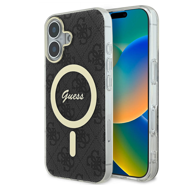 Husa de protectie Guess IML 4G MagSafe (GUHMP16SH4STK) compatibil cu iPhone 16, Negru