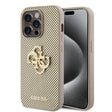 Husa de protectie Guess Leather Perforated 4G (GUHCP15LPSP4LGD) compatibil cu iPhone 15 Pro, Auriu