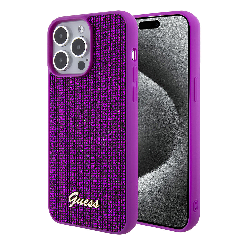 Husa de protectie Guess Disco Metal Script (GUHCP15XPMSDGSF) compatibil cu iPhone 15 Pro Max, Fuchsia