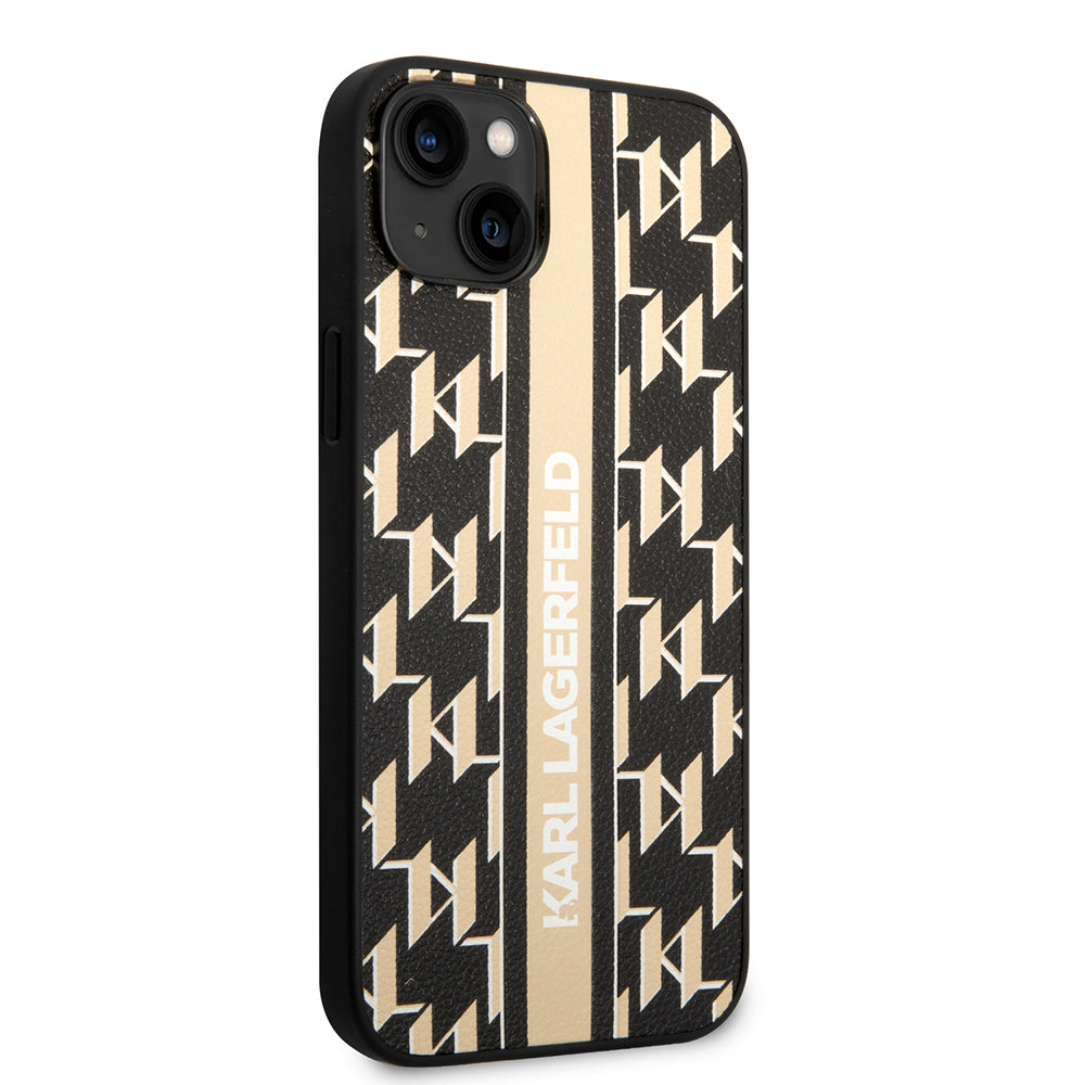 Husa de protectie Karl Lagerfeld Hardcase Monogram (KLHCP14MPGKLSKW) compatibil cu iPhone 14 Plus, Maro Stripe