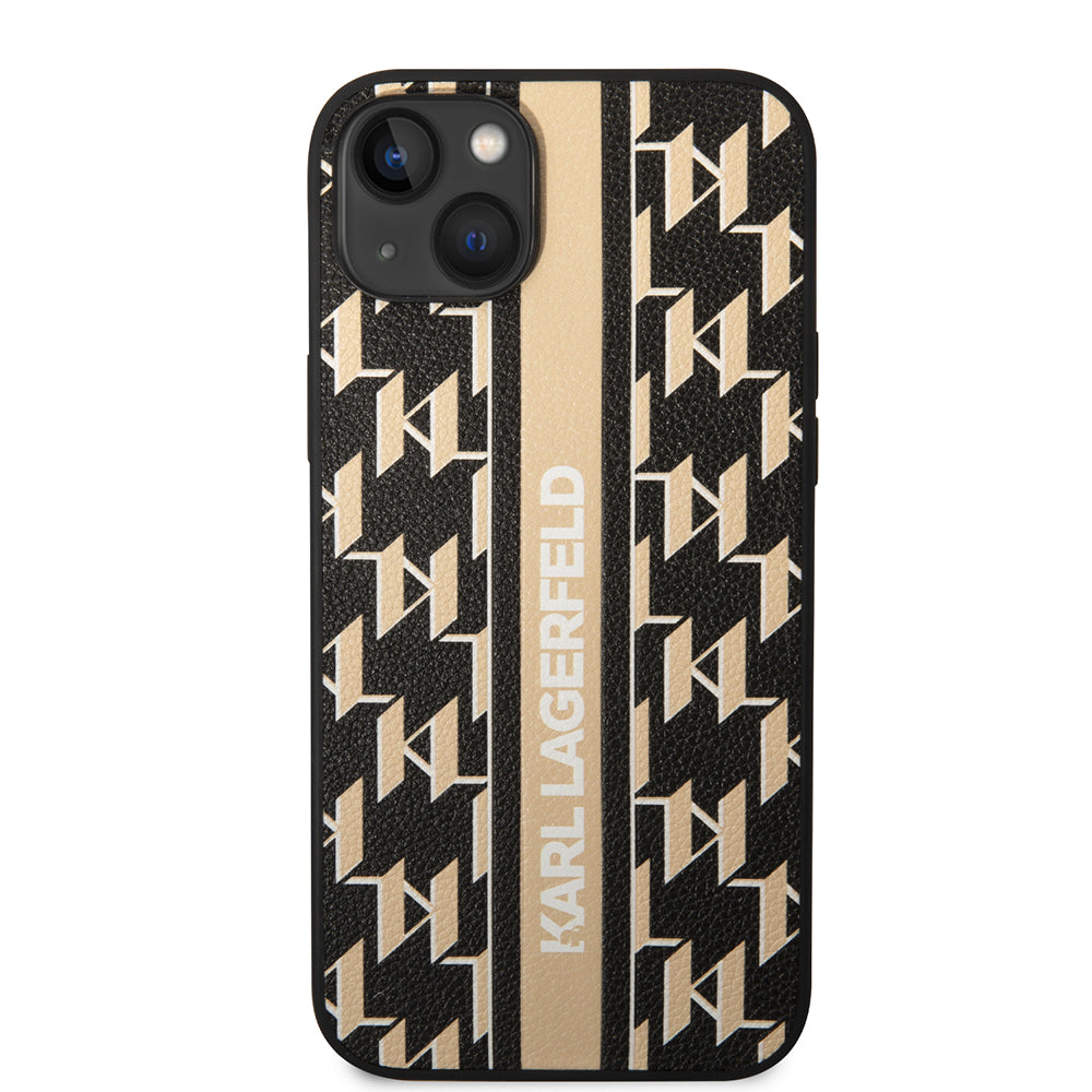 Husa de protectie Karl Lagerfeld Hardcase Monogram (KLHCP14MPGKLSKW) compatibil cu iPhone 14 Plus, Maro Stripe