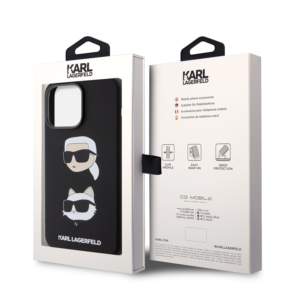 Husa de protectie Karl Lagerfeld Silicone (KLHCP15XSDHKCNK) compatibil cu iPhone 15 Pro Max, Karl&Choupette Head