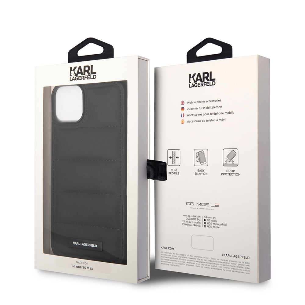 Husa de protectie Karl Lagerfeld Hardcase Leather Puffy (KLHCP14MPSQAK) compatibil cu iPhone 14 Plus, Elongated Logo