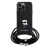 Husa de protectie Karl Lagerfeld Saffiano Crossbody (KLHCP15XSASKNPSK) compatibil cu iPhone 15 Pro Max, Monogram Metal Pin Karl
