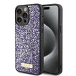 Husa de protectie Guess Rhinestone Metal Logo (GUHCP15LPFGSBSP) compatibil cu iPhone 15 Pro, Mov