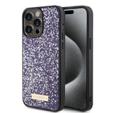 Husa de protectie Guess Rhinestone Metal Logo (GUHCP15LPFGSBSP) compatibil cu iPhone 15 Pro, Mov