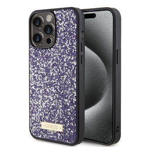 Husa de protectie Guess Rhinestone Metal Logo (GUHCP15LPFGSBSP) compatibil cu iPhone 15 Pro, Mov