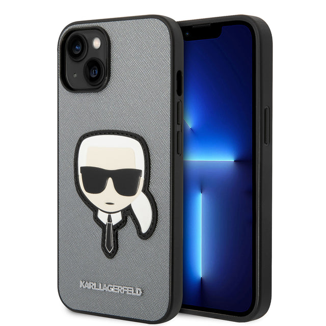 Husa de protectie Karl Lagerfeld Saffiano (KLHCP14MSAPKHG) compatibil cu iPhone 14 Plus, Argintiu Karl`S Head