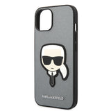 Husa de protectie Karl Lagerfeld Saffiano (KLHCP14MSAPKHG) compatibil cu iPhone 14 Plus, Argintiu Karl`S Head