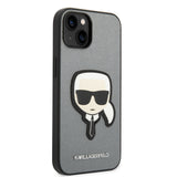 Husa de protectie Karl Lagerfeld Saffiano (KLHCP14MSAPKHG) compatibil cu iPhone 14 Plus, Argintiu Karl`S Head
