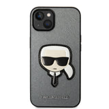 Husa de protectie Karl Lagerfeld Saffiano (KLHCP14MSAPKHG) compatibil cu iPhone 14 Plus, Argintiu Karl`S Head