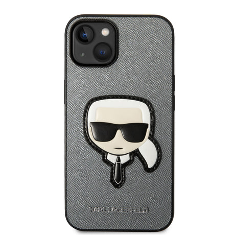 Husa de protectie Karl Lagerfeld Saffiano (KLHCP14MSAPKHG) compatibil cu iPhone 14 Plus, Argintiu Karl`S Head