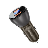 Incarcator Acefast Car (B7), 2x USB, 45W, Dual Fast Charging, with LED Digital Display, Transparent Black