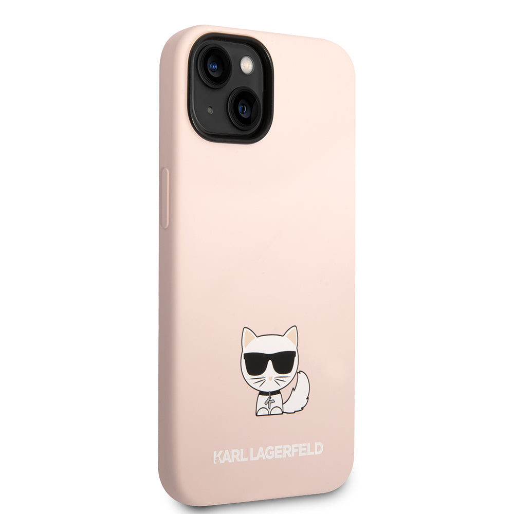 Husa de protectie Karl Lagerfeld Silicone (KLHCP14MSLCTPI) compatibil cu iPhone 14 Plus, Roz Choupette Body