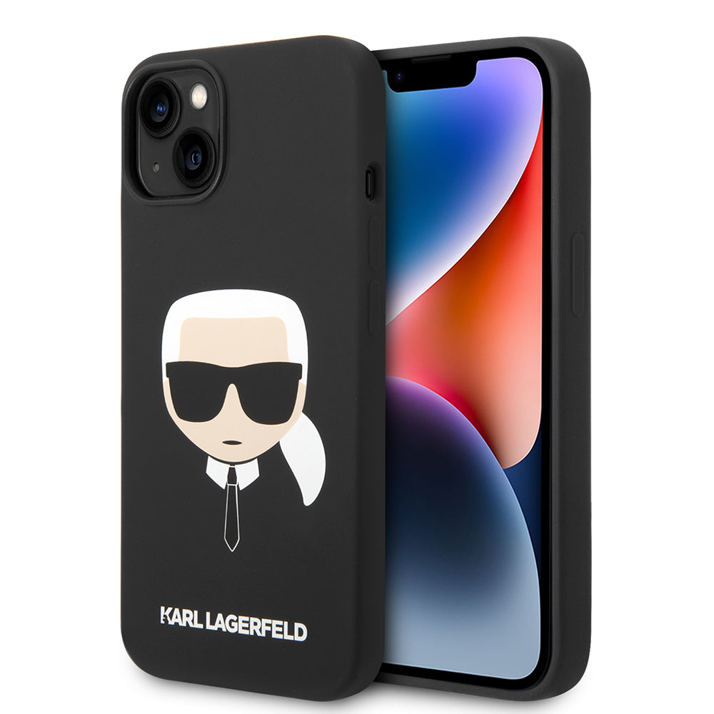 Husa de protectie Karl Lagerfeld Silicone (KLHCP14MSLKHBK) compatibil cu iPhone 14 Plus, Karl`s Head