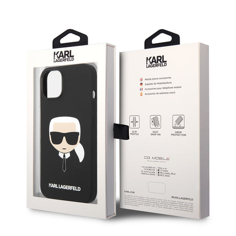 Husa de protectie Karl Lagerfeld Silicone (KLHCP14MSLKHBK) compatibil cu iPhone 14 Plus, Karl`s Head