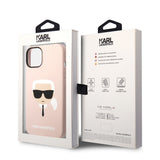 Husa de protectie Karl Lagerfeld Silicone (KLHCP14MSLKHLP) compatibil cu iPhone 14 Plus, Roz Karl`S Head