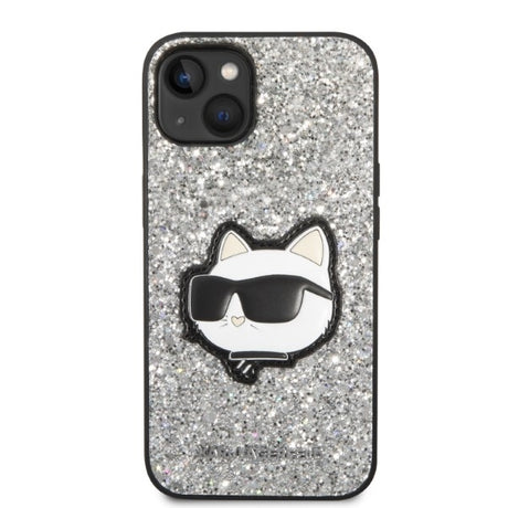 Husa de protectie Karl Lagerfeld Hardcase Glitter (KLHCP14MG2CPS) compatibil cu iPhone 14 Plus, Argintiu Choupette Patch