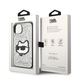 Husa de protectie Karl Lagerfeld Hardcase Glitter (KLHCP14MG2CPS) compatibil cu iPhone 14 Plus, Argintiu Choupette Patch