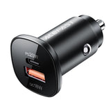 Incarcator Acefast Car (B1), Type-C, USB, Dual-Port, 38W, PD Fast Charging, with LED Light, Negru