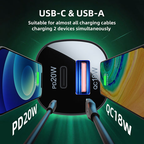 Incarcator Acefast Car (B1), Type-C, USB, Dual-Port, 38W, PD Fast Charging, with LED Light, Negru