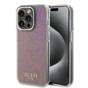 Husa de protectie Guess Hardcase IML Faceted Mirror Disco Iridescent (GUHCP15LHDECMP) compatibil cu iPhone 15 Pro, Roz