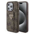 Husa de protectie Guess Grip Stand 4G Triangle Strass (GUHCP15LPGS4TDW) compatibil cu iPhone 15 Pro, Maro