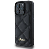 Husa de protectie Guess Quilted Metal Logo (GUHCP16LPSQSQSK) compatibil cu iPhone 16 Pro, Negru