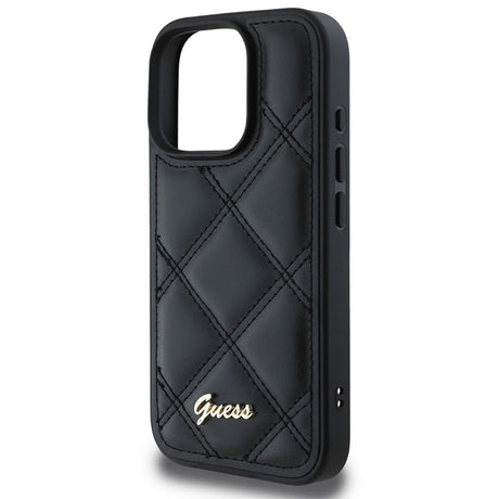 Husa de protectie Guess Quilted Metal Logo (GUHCP16LPSQSQSK) compatibil cu iPhone 16 Pro, Negru