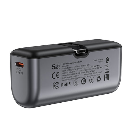 Baterie externa Acefast M9-5000, 5000mAh, 2x Type-C, PD20W, Negru