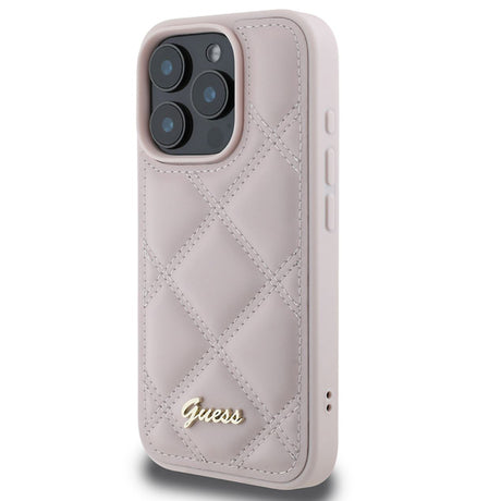Husa de protectie Guess Quilted Metal Logo (GUHCP16LPSQSQSP) compatibil cu iPhone 16 Pro, Roz