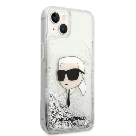 Husa de protectie Karl Lagerfeld Hardcase Glitter (KLHCP14MLNKHCH) compatibil cu iPhone 14 Plus, Argintiu Karl Head