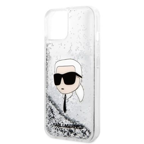 Husa de protectie Karl Lagerfeld Hardcase Glitter (KLHCP14MLNKHCH) compatibil cu iPhone 14 Plus, Argintiu Karl Head