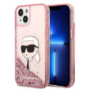 Husa de protectie Karl Lagerfeld Hardcase Glitter (KLHCP14MLNKHCP) compatibil cu iPhone 14 Plus, Roz Karl Head