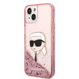Husa de protectie Karl Lagerfeld Hardcase Glitter (KLHCP14MLNKHCP) compatibil cu iPhone 14 Plus, Roz Karl Head