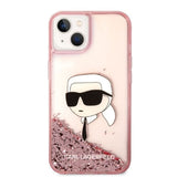 Husa de protectie Karl Lagerfeld Hardcase Glitter (KLHCP14MLNKHCP) compatibil cu iPhone 14 Plus, Roz Karl Head
