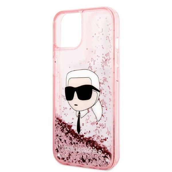 Husa de protectie Karl Lagerfeld Hardcase Glitter (KLHCP14MLNKHCP) compatibil cu iPhone 14 Plus, Roz Karl Head