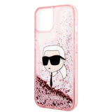 Husa de protectie Karl Lagerfeld Hardcase Glitter (KLHCP14MLNKHCP) compatibil cu iPhone 14 Plus, Roz Karl Head