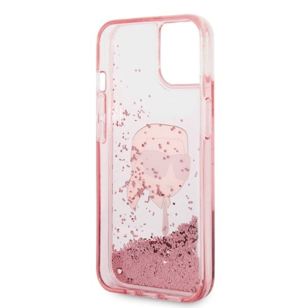 Husa de protectie Karl Lagerfeld Hardcase Glitter (KLHCP14MLNKHCP) compatibil cu iPhone 14 Plus, Roz Karl Head