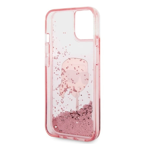 Husa de protectie Karl Lagerfeld Hardcase Glitter (KLHCP14MLNKHCP) compatibil cu iPhone 14 Plus, Roz Karl Head