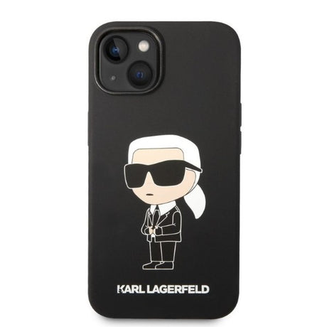 Husa de protectie Karl Lagerfeld Silicone (KLHCP14MSNIKBCK) compatibil cu iPhone 14 Plus, Negru Ikonik