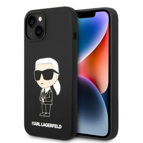 Husa de protectie Karl Lagerfeld Silicone (KLHCP14MSNIKBCK) compatibil cu iPhone 14 Plus, Negru Ikonik