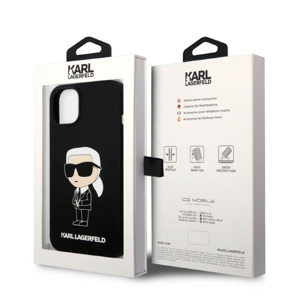 Husa de protectie Karl Lagerfeld Silicone (KLHCP14MSNIKBCK) compatibil cu iPhone 14 Plus, Negru Ikonik