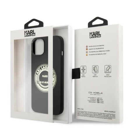 Husa de protectie Karl Lagerfeld Silicone (KLHCP14MSRSGRCK) compatibil cu iPhone 14 Plus, Negru Rsg