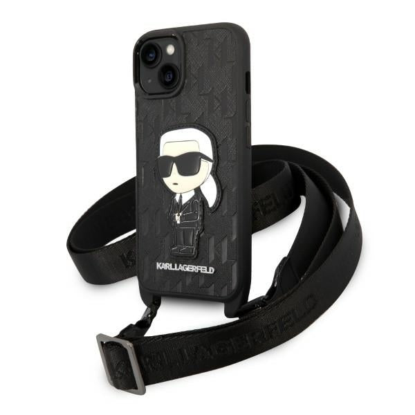 Husa de protectie Karl Lagerfeld Hardcase Monogram (KLHCP14MSTKMK) compatibil cu iPhone 14 Plus, Ikonik Patch