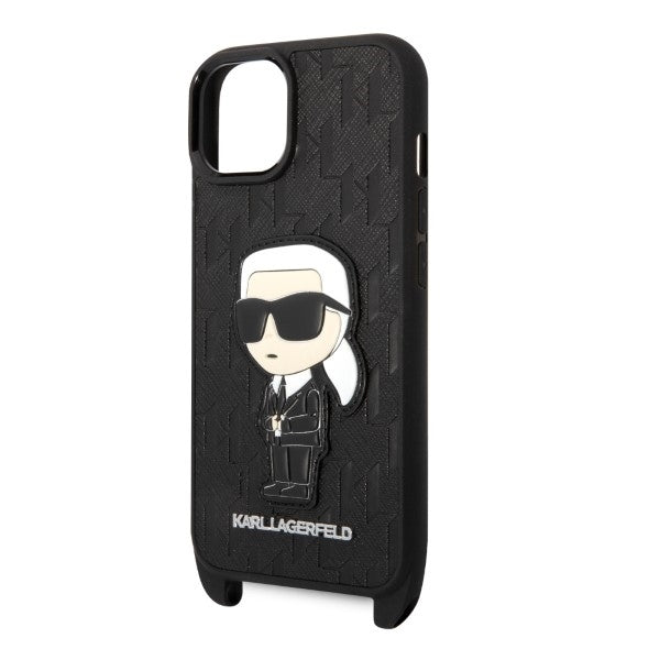 Husa de protectie Karl Lagerfeld Hardcase Monogram (KLHCP14MSTKMK) compatibil cu iPhone 14 Plus, Ikonik Patch