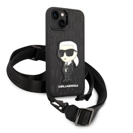 Husa de protectie Karl Lagerfeld Hardcase Monogram (KLHCP14MSTKMK) compatibil cu iPhone 14 Plus, Ikonik Patch